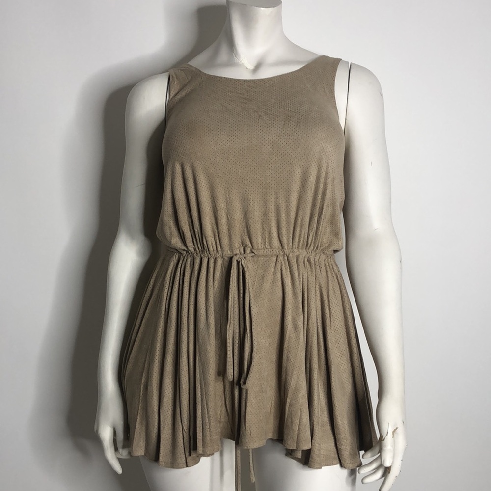 NWT FREE PEOPLE Movement Perforated Tie Waist Tank Sz Large